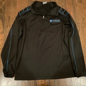 Nike Golf Dri-Fit Mens Black & Blue Striped 1/4 zip Pullover jacket XL Polyester